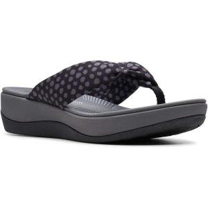Clarks Women’s Arla Glison Flip Flop(Black Textile W Wht Pok)