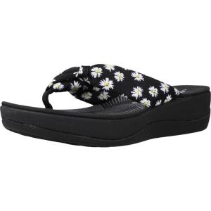 Clarks Women’s Arla Glison Flip Flop(Black Textile With Daisies)