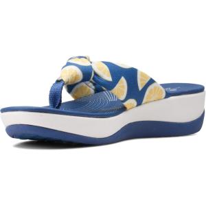 Clarks Women’s Arla Glison Flip Flop(Blue Textile With Lemons)