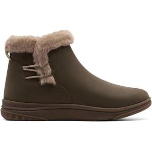 Clarks Women’s Breeze Fur Ankle Boots(Dark Olive)