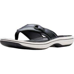 Clarks Women’s Breeze Reyna Cloudsteppers Flip-Flop(Black Synthetic)