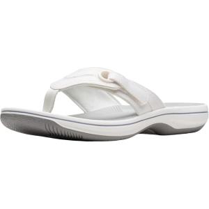 Clarks Women’s Breeze Reyna Cloudsteppers Flip-Flop(White Synthetic)