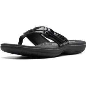 Clarks Women’s Breeze Sea Flip-Flop(Black Patent)