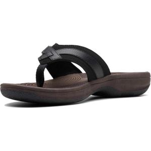 Clarks Women’s Breeze Sea Flip-Flop(Black Synethetic/Brown Sole)