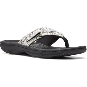 Clarks Women’s Breeze Sea Flip-Flop(Black/White Snake Synthetic)
