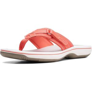 Clarks Women’s Breeze Sea Flip-Flop(Bright Coral Synthetic)