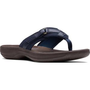 Clarks Women’s Breeze Sea Flip-Flop(Navy Synthetic/Brown Sole)
