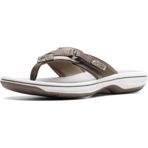Clarks Women’s Breeze Sea Flip-Flop(Pewter Synthetic)