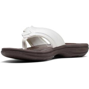 Clarks Women’s Breeze Sea Flip-Flop(White Synthetic/Brown Sole)