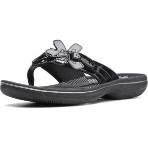 Clarks Women’s Brinkley Flora Cloudsteppers Flip-Flops(Black Patent)