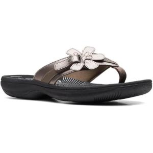 Clarks Women’s Brinkley Flora Cloudsteppers Flip-Flops(Pewter/Black)