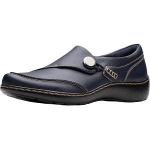 Clarks Women’s Cora Teresa Loafer(Navy Tumbled Leather)