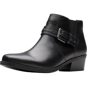 Clarks Women’s Danyelle Wish Ankle Boot(Black Leather)