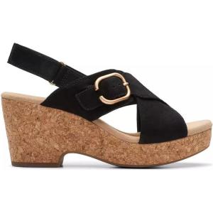 Clarks Women’s Giselle Cove Heeled Sandals(Black Nubuck)