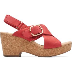 Clarks Women’s Giselle Cove Heeled Sandals(Cherry Nubuck)