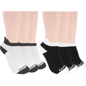 Clarks Women’s Half Cushion Low Cut Tab Socks 6 Pair, White/Black, Women’s 4-10 Shoe