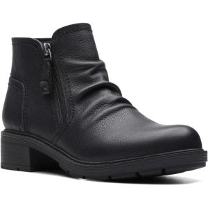 Clarks Women’s Hearth Dove Ankle Boots(Black Leather)