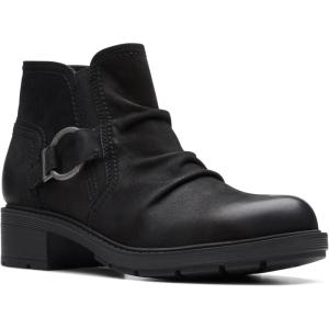 Clarks Women’s Hearth Faye Ankle Boot(Black Leather)