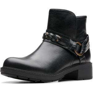 Clarks Women’s Hearth Kaylie Ankle Boot(Black Leather)