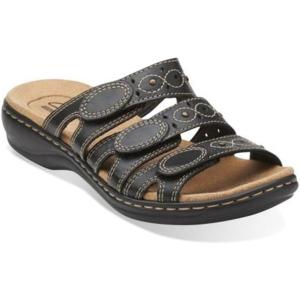 Clarks Women’s Leisa Cacti Q Slide Sandal(Black Leather)