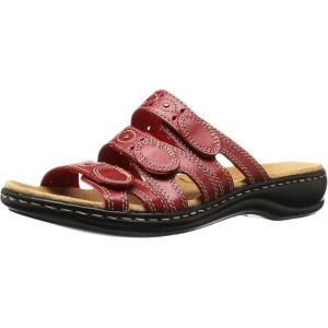 Clarks Women’s Leisa Cacti Q Slide Sandal(Red Leather)