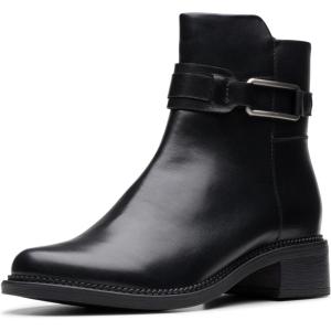 Clarks Women’s Maye Bella Ankle Boots(Black Leather)