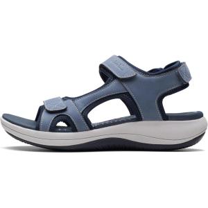 Clarks Women’s Mira Bay Flat Sandals(Denim Blue Textile)