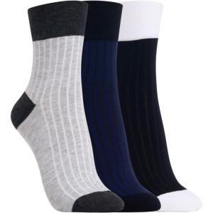 Clarks Women’s Ribbed Short Crew Socks 3 Pair, Black/Navy/Lt H.Grey, Women’s 4-10 Shoe