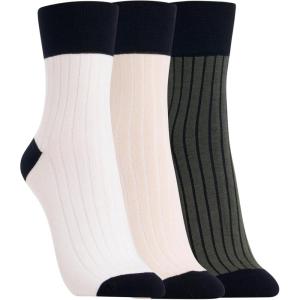 Clarks Women’s Ribbed Short Crew Socks 3 Pair, Olive/Ivory/White, Women’s 4-10 Shoe