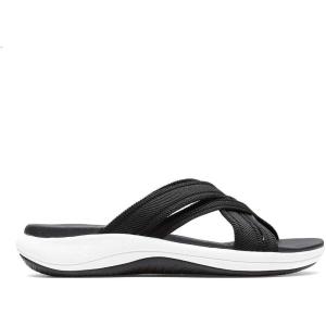 Clarks Women’s Roseville Bay Flat Sandals(Black Textile)