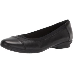 Clarks Women’s, Sara Ballet Flat(Black Leather)