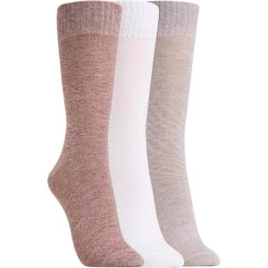 Clarks Women’s Solid Marled Wide Top Crew Socks 3 Pair, Stone/Ivory/Lt Brown, Women’s 4-10 Shoe