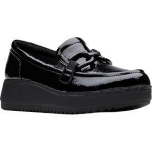 Clarks Womens Zylah Top(Black Crinkle Patent Synthetic)