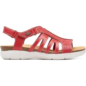 Clarks womens April BelleFlat Sandal(Red Leather)