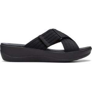 Clarks womens Arla WaveSlide Sandal(Black/White)