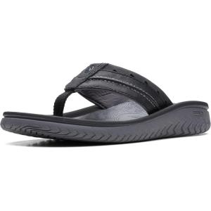 Clarks Men’s Wesley Post Flip-Flop(Black Synthetic)