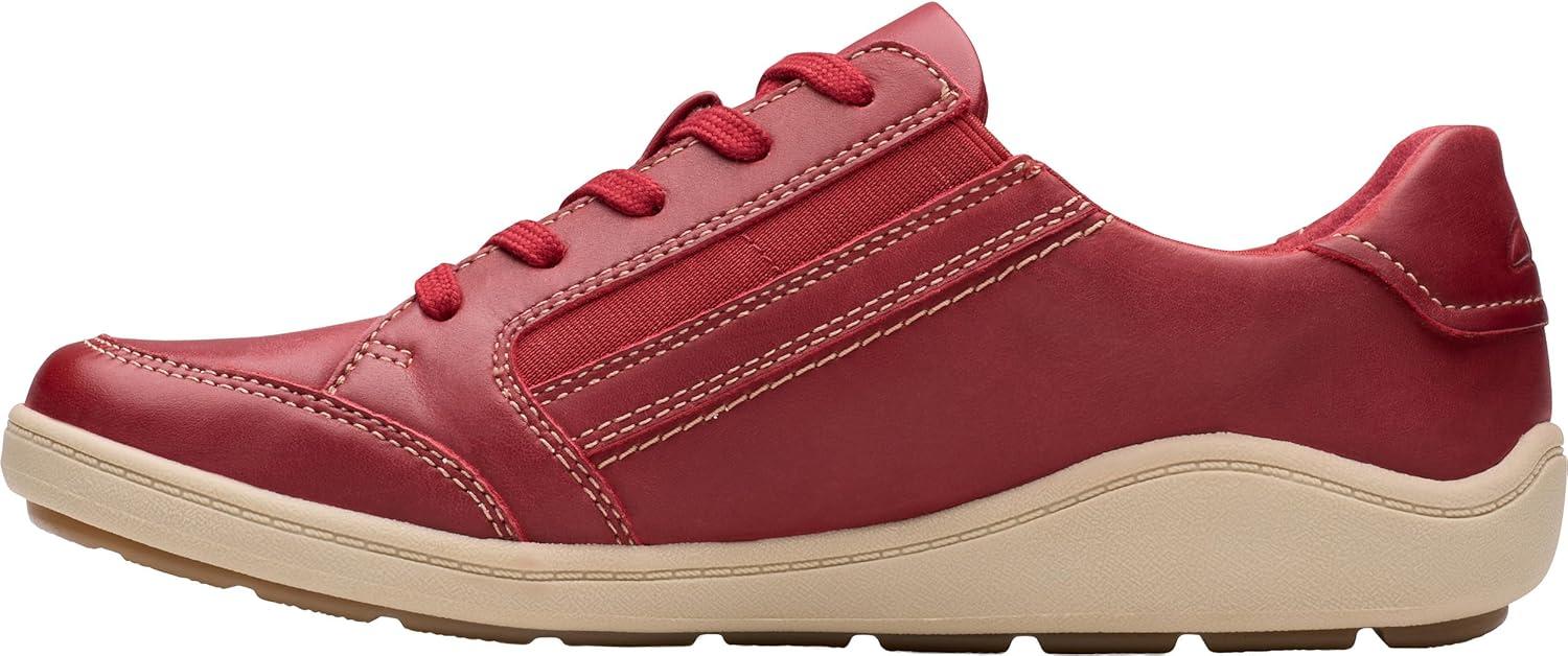 imageClarks Womens Bryianne Bayla Leather Fashion SneakerRed Leather