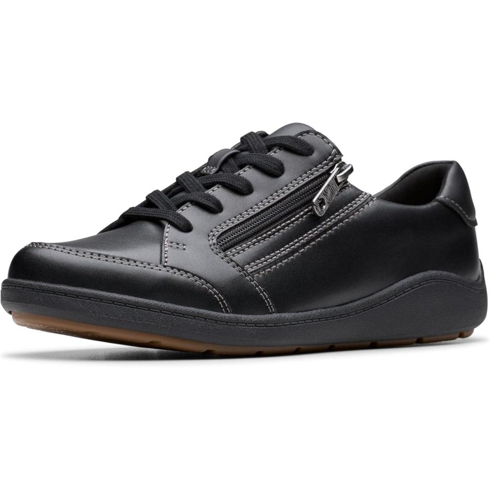 imageClarks Womens Bryianne Bayla Leather Fashion SneakerBlack Leather