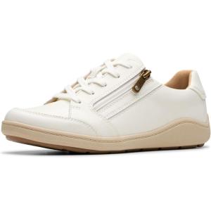 Clarks Women’s Bryianne Bayla Leather Fashion Sneaker(Off-white Leather)