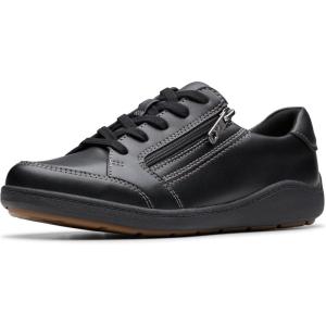 Clarks Women’s Bryianne Bayla Side-Zip Fashion Sneaker(Black Leather)