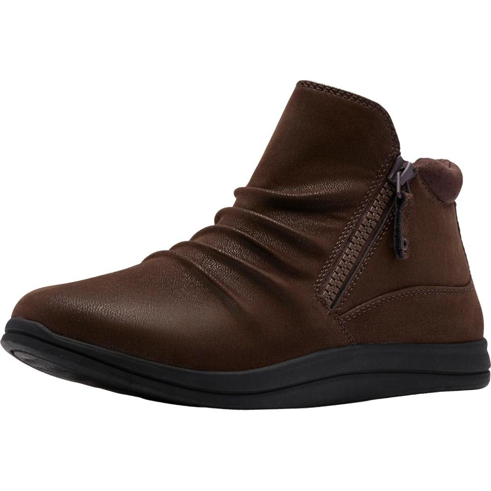 imageClarks Womens Breeze Path Cloudsteppers Ankle BootsDark Brown Textile