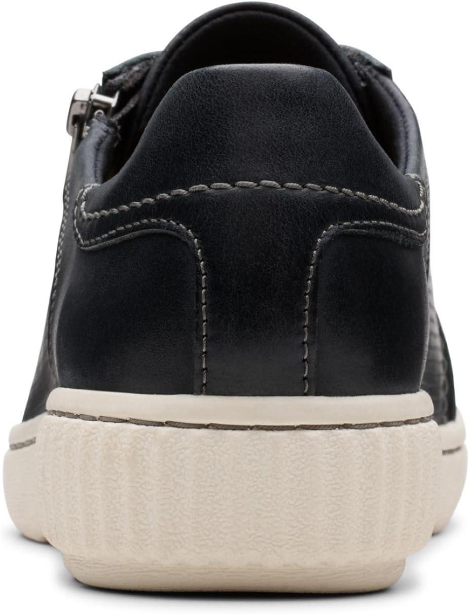 imageClarks Womens Caroline Janna Leather Side Zip Fashion SneakerBlack Leather 1