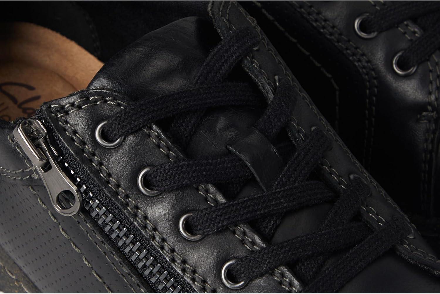 imageClarks Womens Caroline Janna Leather Side Zip Fashion SneakerBlack Leather