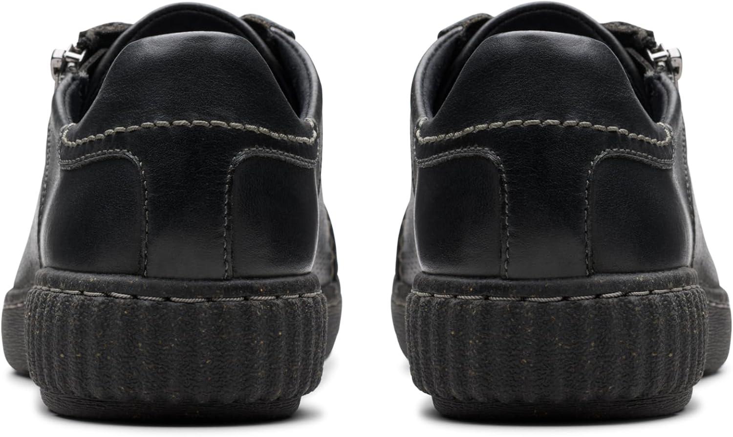 imageClarks Womens Caroline Janna Leather Side Zip Fashion SneakerBlack Leather