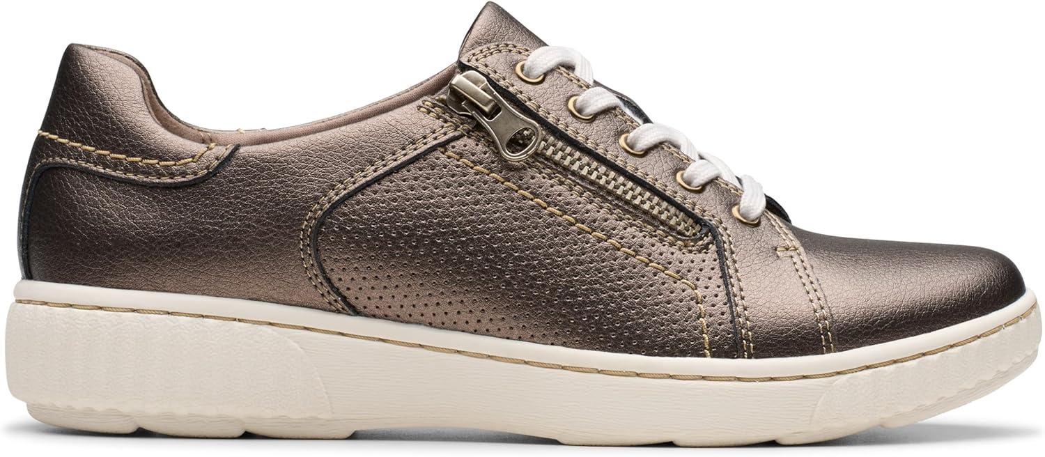 imageClarks Womens Caroline Janna Leather Side Zip Fashion SneakerBronze Leather