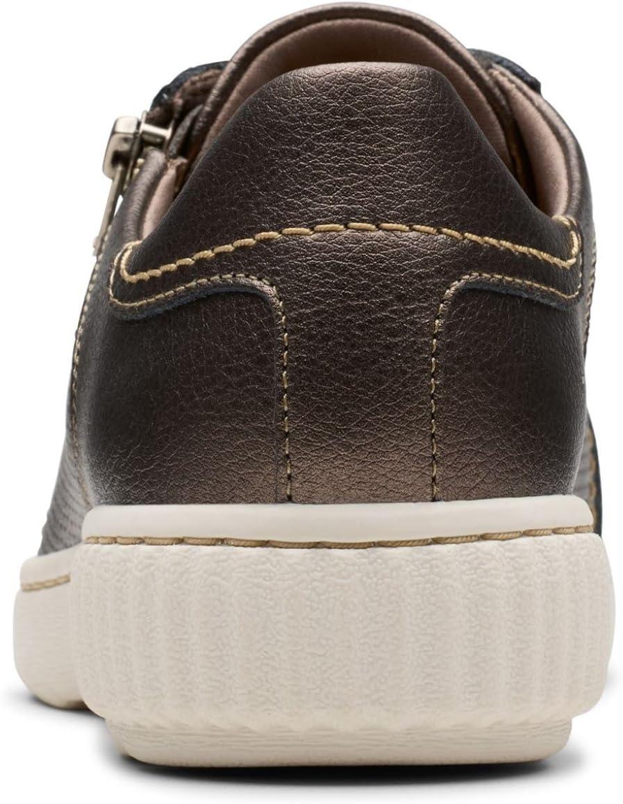 imageClarks Womens Caroline Janna Leather Side Zip Fashion SneakerBronze Leather