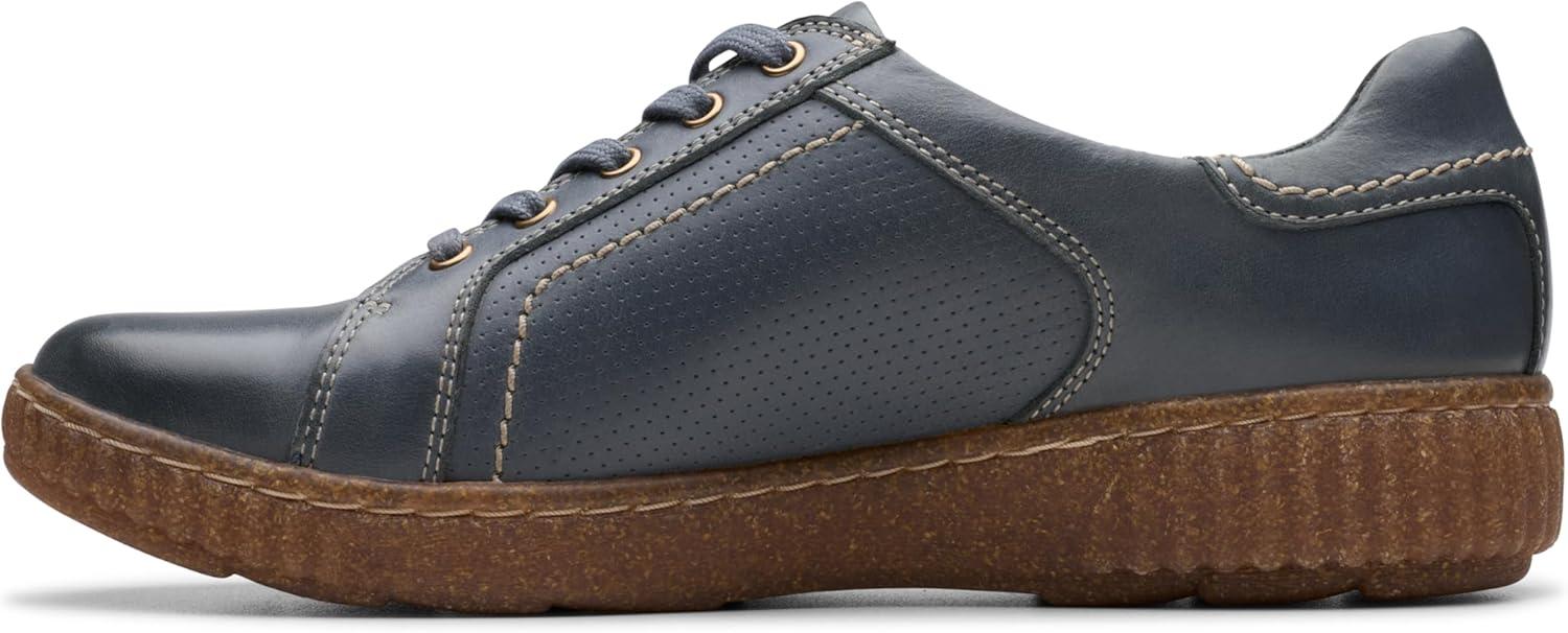 imageClarks Womens Caroline Janna Leather Side Zip Fashion SneakerDark Blue
