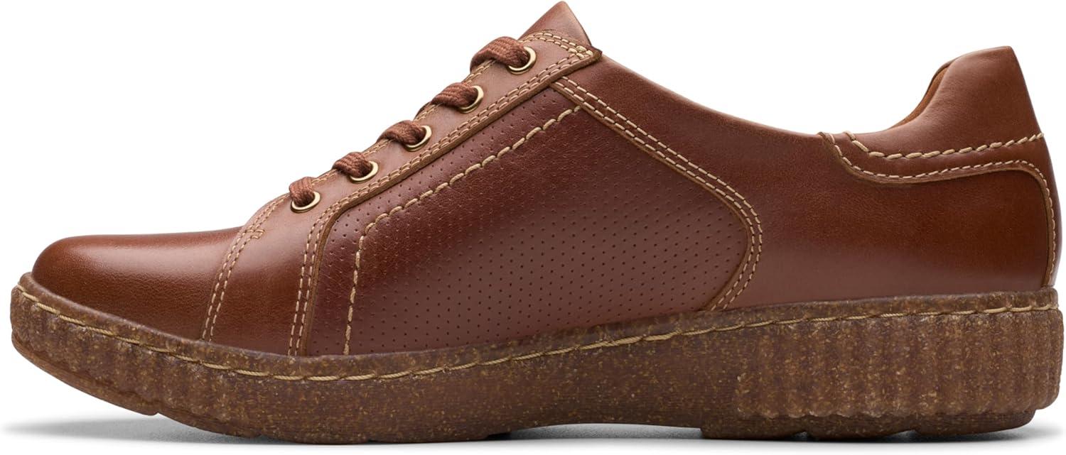 imageClarks Womens Caroline Janna Leather Side Zip Fashion SneakerTan Leather