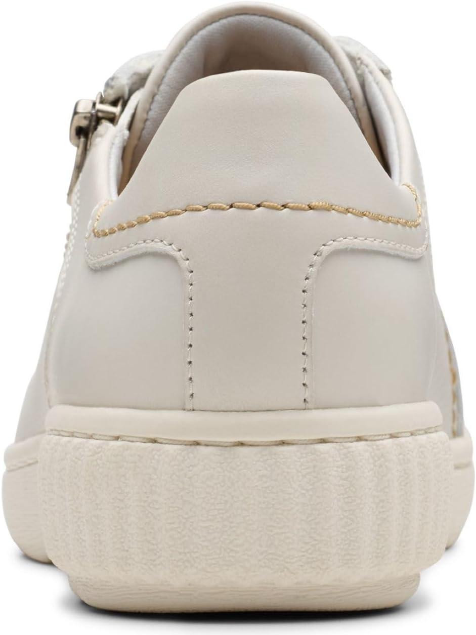 imageClarks Womens Caroline Janna Leather Side Zip Fashion SneakerWhite Leather