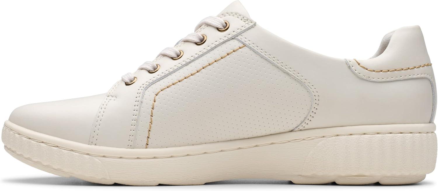 imageClarks Womens Caroline Janna Leather Side Zip Fashion SneakerWhite Leather